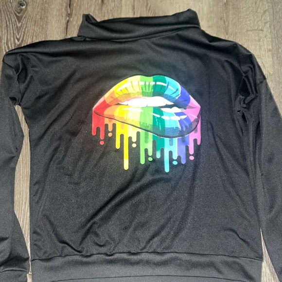 Black, rainbow lip, graphic jogging/Track suit Large - Picture 3 of 6